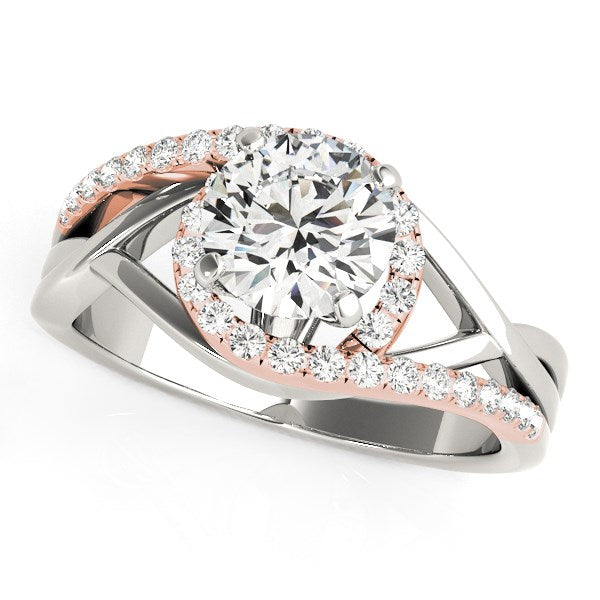 Anillo de compromiso de diamante con diseño "bypass" en oro blanco y rosa de 14k (1 1/4 TCW)