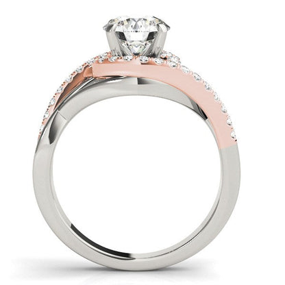 Anillo de compromiso de diamante con diseño "bypass" en oro blanco y rosa de 14k (1 1/4 TCW)