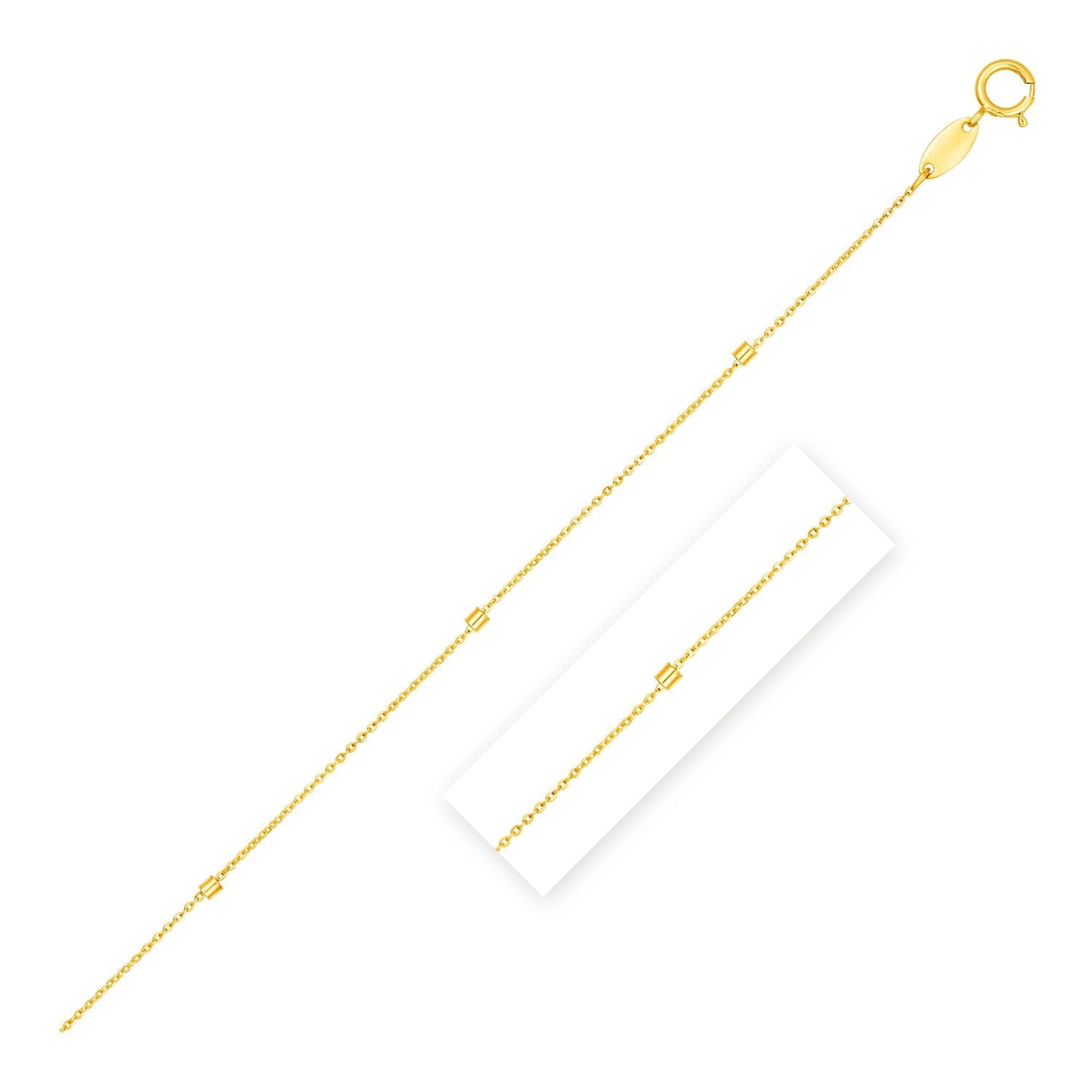 Cadena de eslabones de cuentas en oro amarillo de 14k (1,5 mm)
