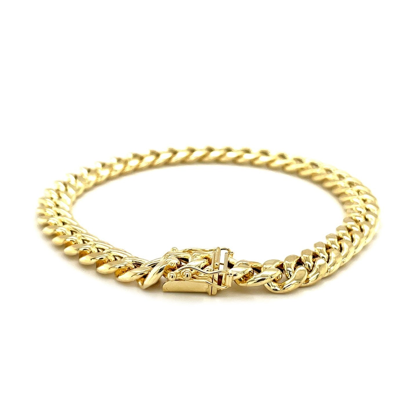 Pulsera semirrígida cubana de oro amarillo de 10k (7.20 mm)