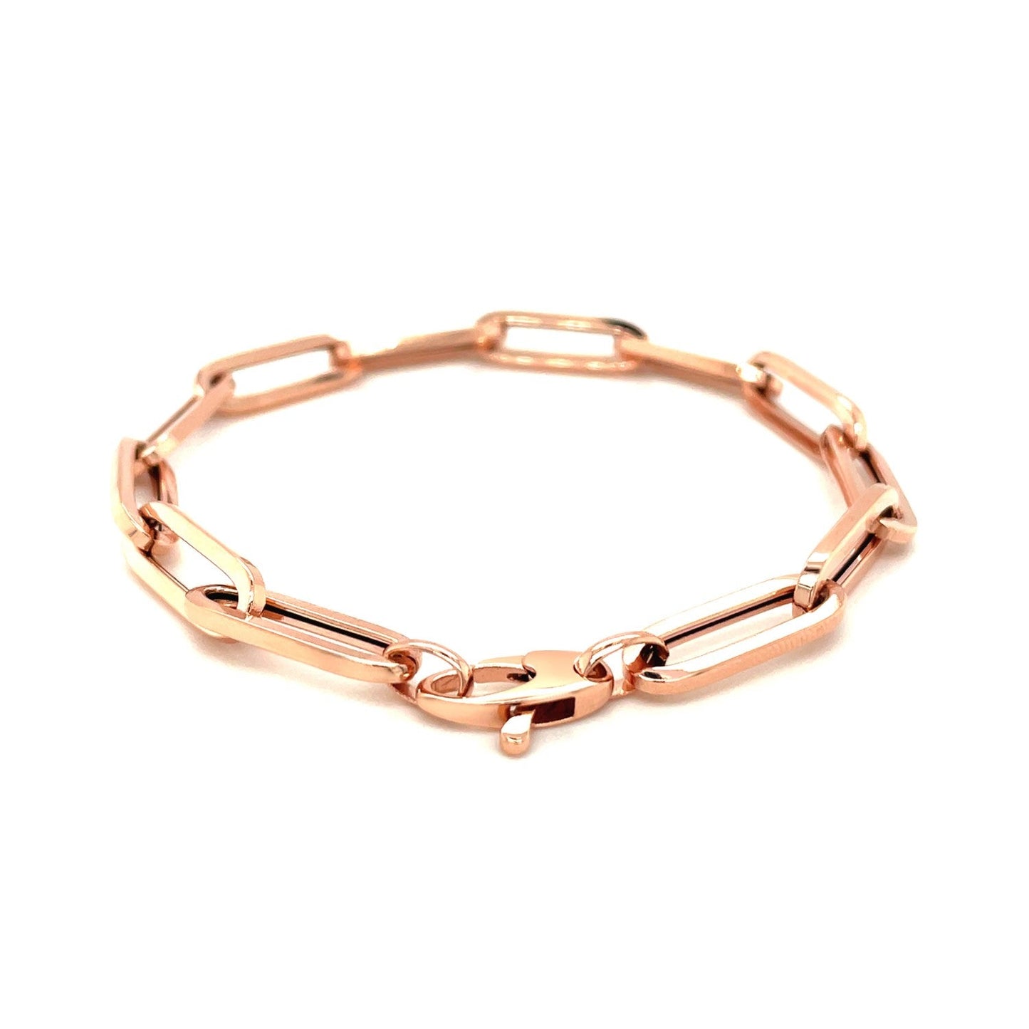 Pulsera de cadena extra ancha de eslabones de oro rosa de 14 quilates
