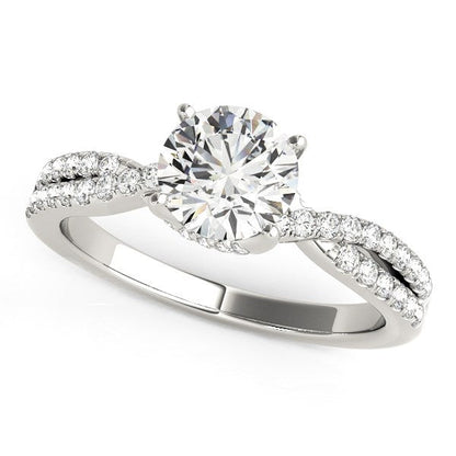 Anillo de compromiso de oro blanco de 14 quilates con diamantes, montura elegante de vástago dividido (1 1/4 cttw)