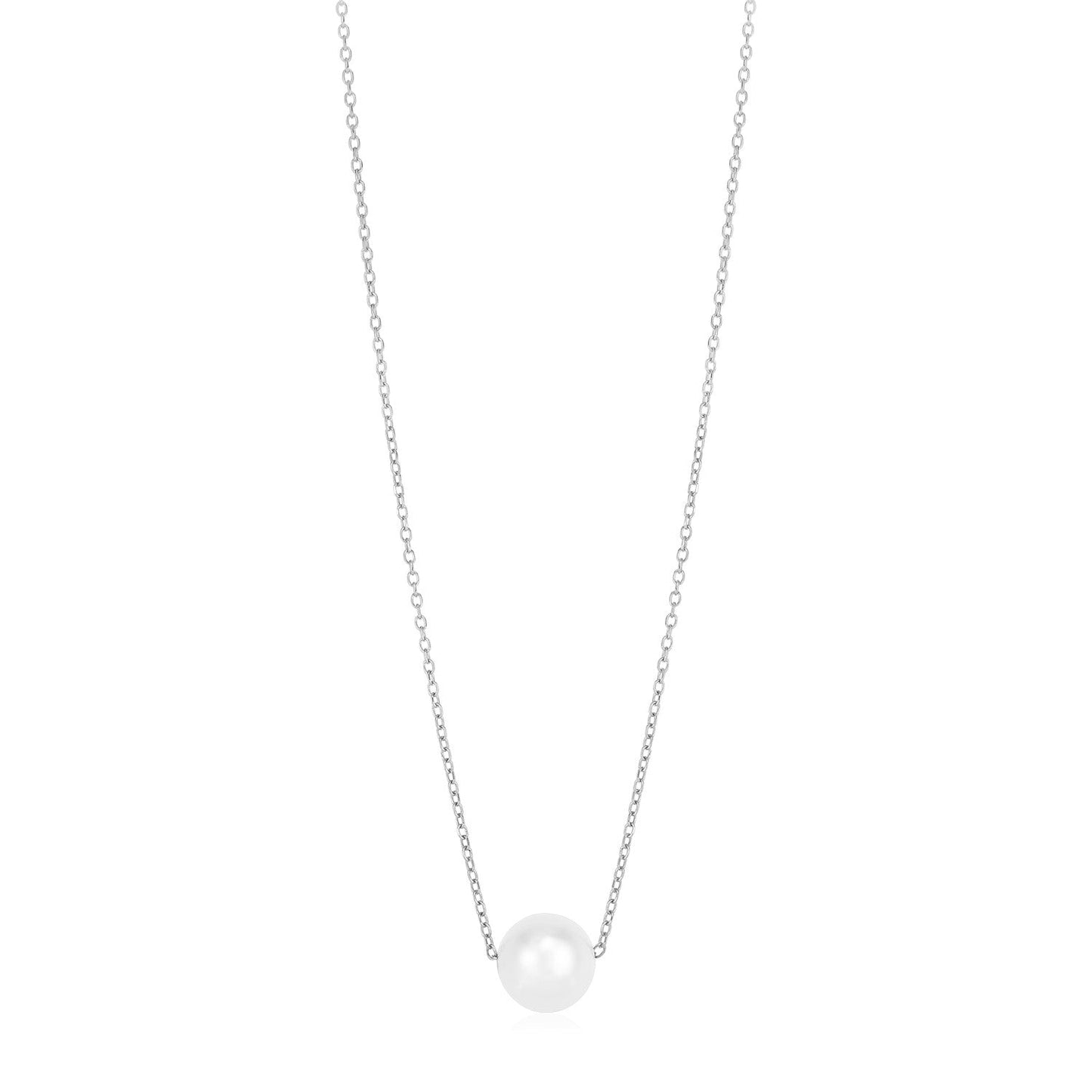 Collar con colgante solitario de perla y oro blanco de 14 quilates