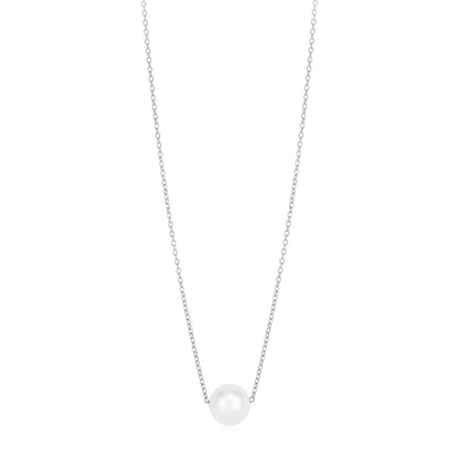 Collar con colgante solitario de perla y oro blanco de 14 quilates