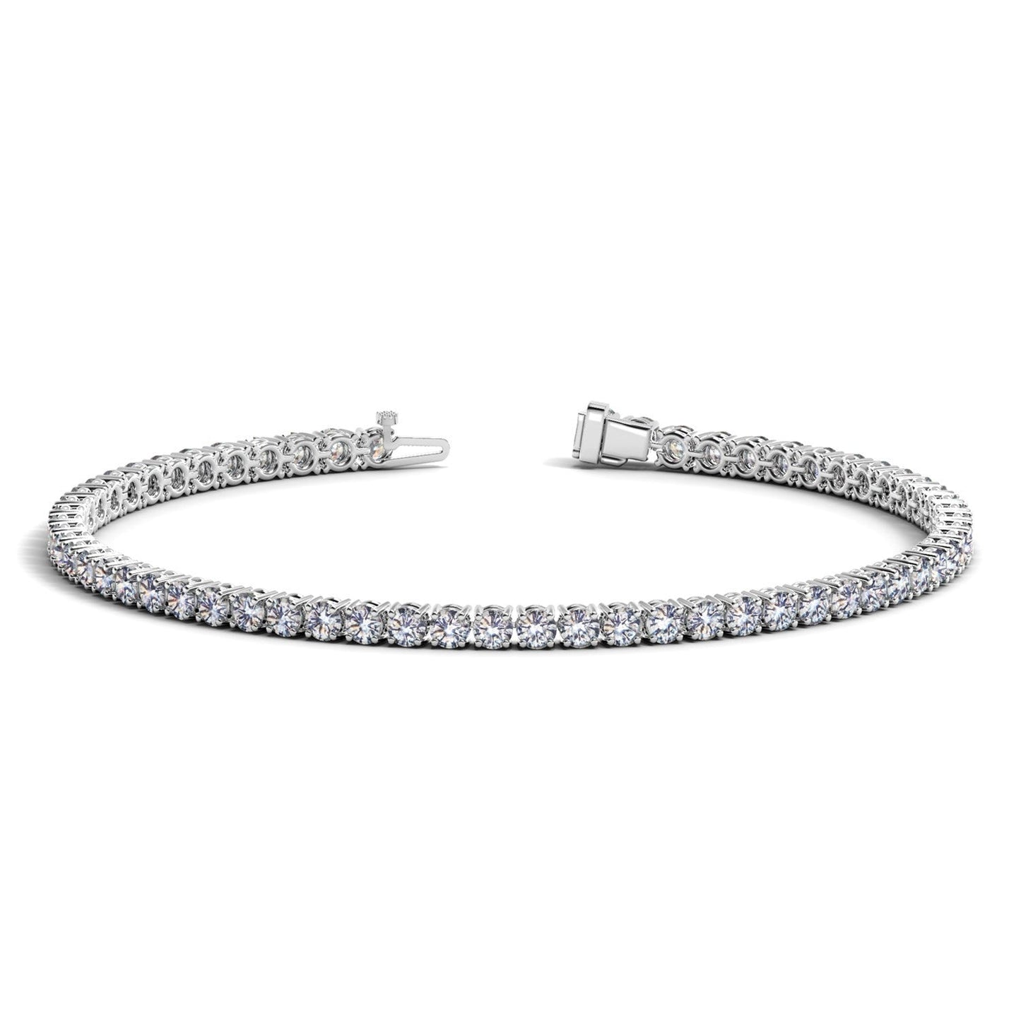 Pulsera de tenis de oro blanco de 14k con diamantes redondos cultivados en laboratorio (4 qtpc F/G VS2/SI1)