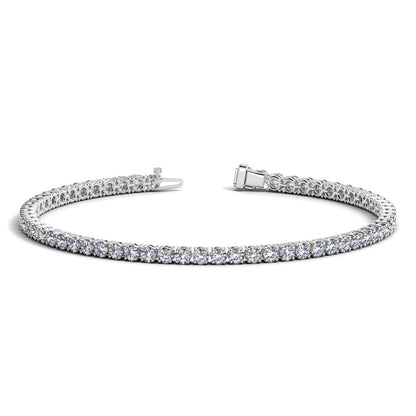 Pulsera de tenis de oro blanco de 14k con diamantes redondos cultivados en laboratorio (4 qtpc F/G VS2/SI1)