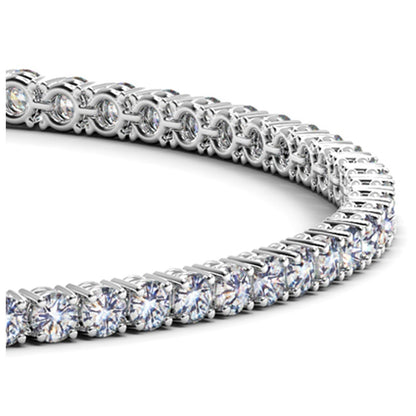 Pulsera de tenis de oro blanco de 14k con diamantes redondos cultivados en laboratorio (4 qtpc F/G VS2/SI1)