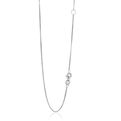 Cadena ajustable de oro blanco de 14k, diseño de caja, 0.8mm