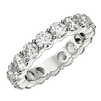 Anillo de Eternidad con Diamantes Redondos Cultivados en Laboratorio de Oro Blanco de 14k (3 quilates, FG/VS2)