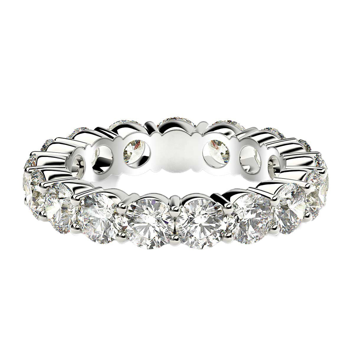 Anillo de Eternidad con Diamantes Redondos Cultivados en Laboratorio de Oro Blanco de 14k (3 quilates, FG/VS2)