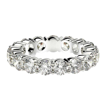 Anillo de Eternidad con Diamantes Redondos Cultivados en Laboratorio de Oro Blanco de 14k (3 quilates, FG/VS2)