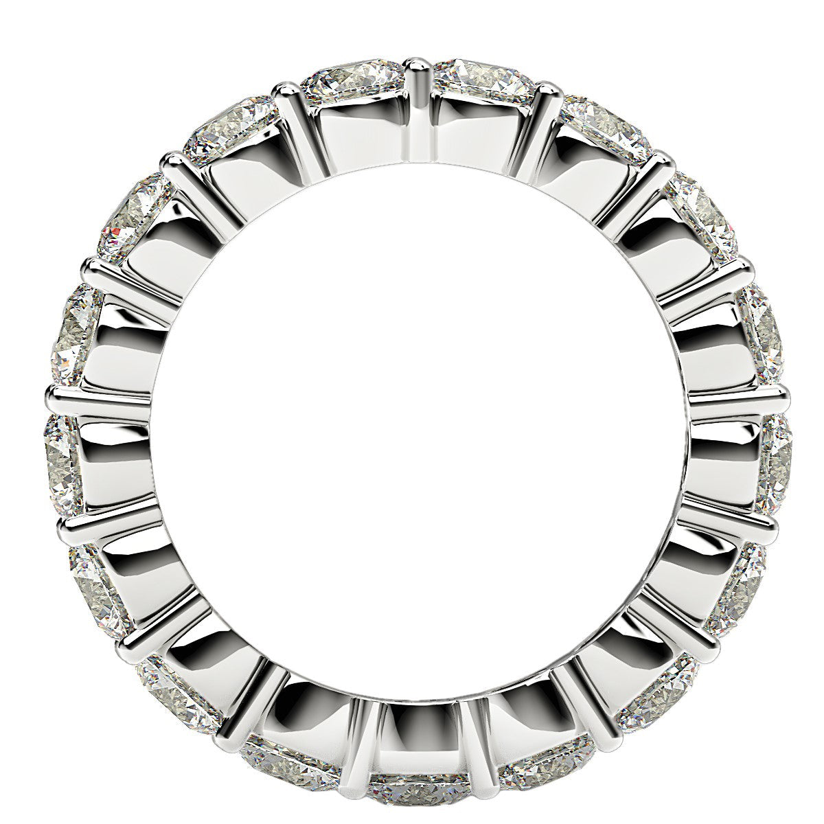 Anillo de Eternidad con Diamantes Redondos Cultivados en Laboratorio de Oro Blanco de 14k (3 quilates, FG/VS2)