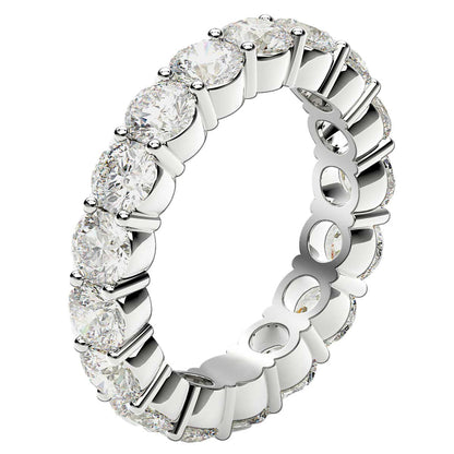 Anillo de Eternidad con Diamantes Redondos Cultivados en Laboratorio de Oro Blanco de 14k (3 quilates, FG/VS2)