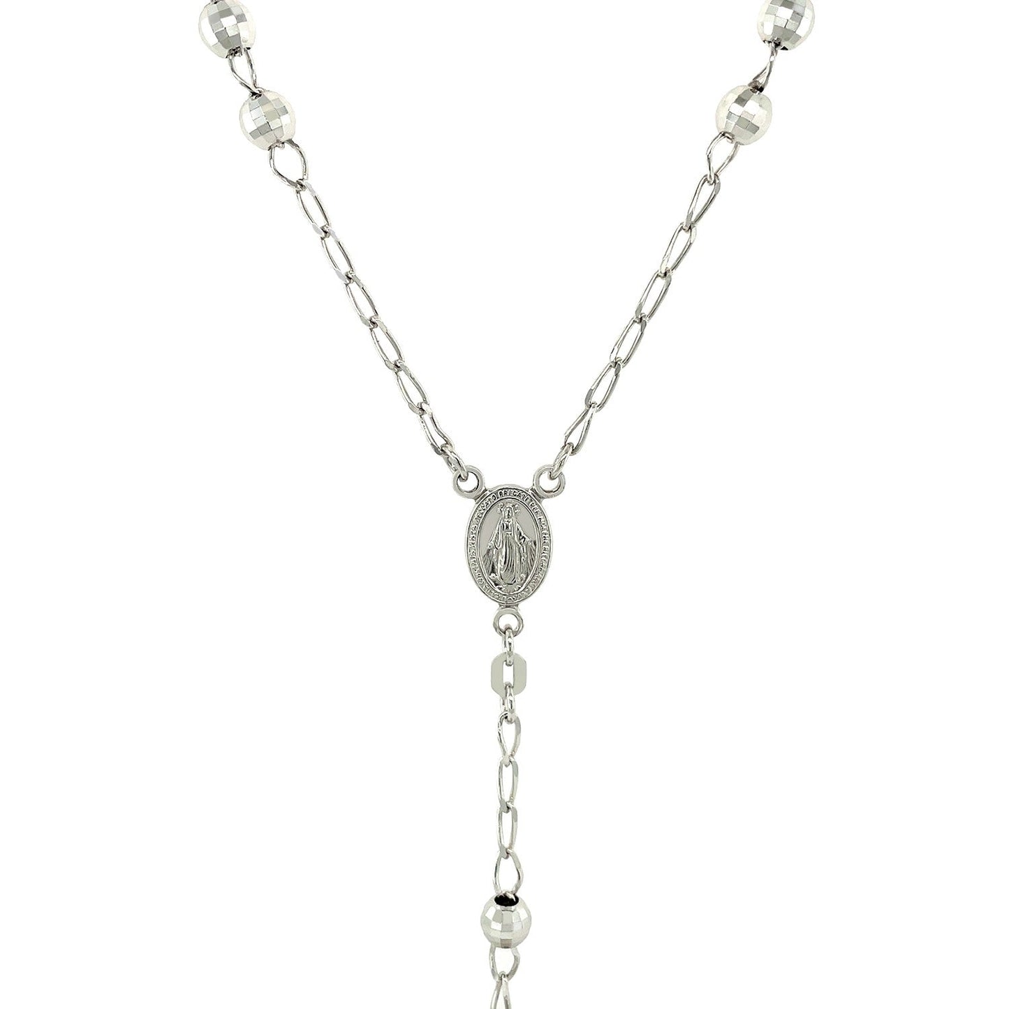 Cadena de rosario y collar de cuentas grandes en plata de ley