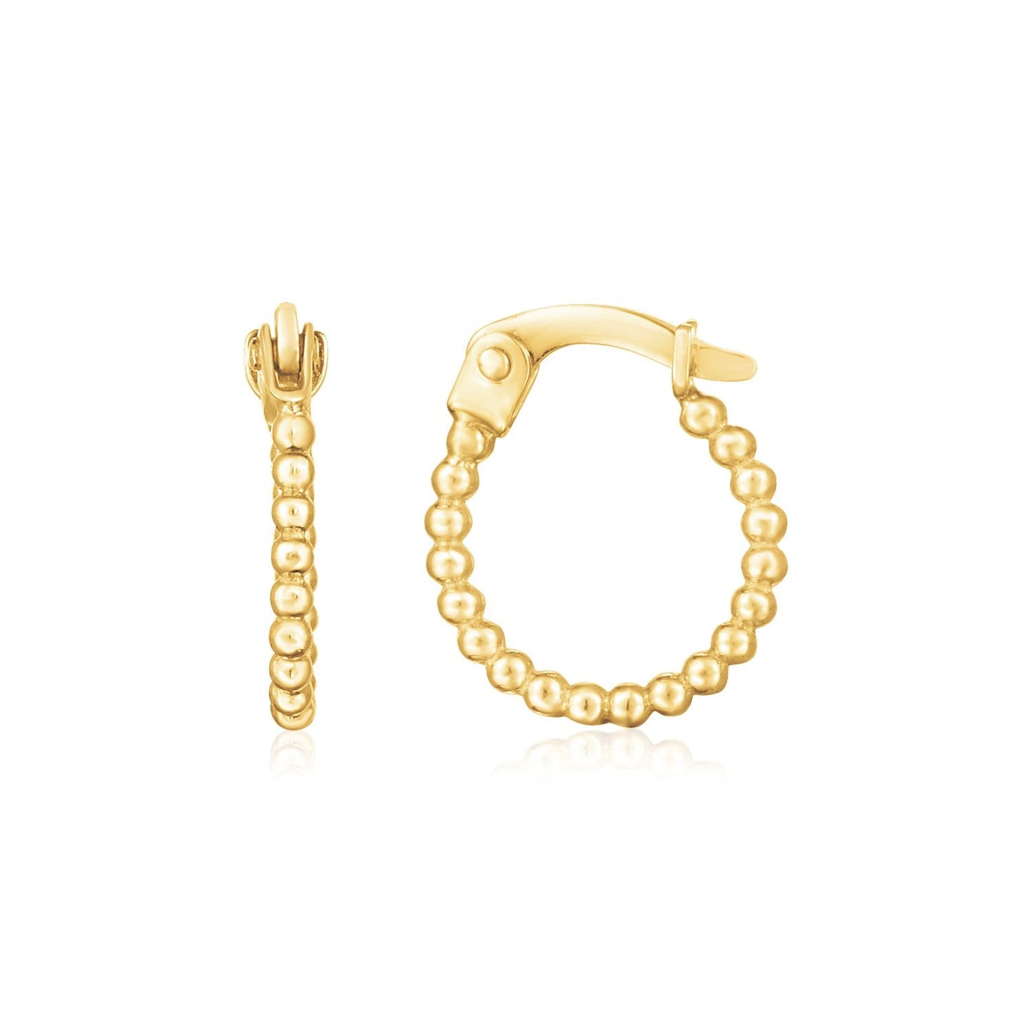 Pendientes de aro con bisagras de oro amarillo de 14 quilates con cuentas