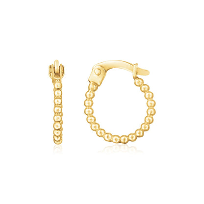 Pendientes de aro con bisagras de oro amarillo de 14 quilates con cuentas