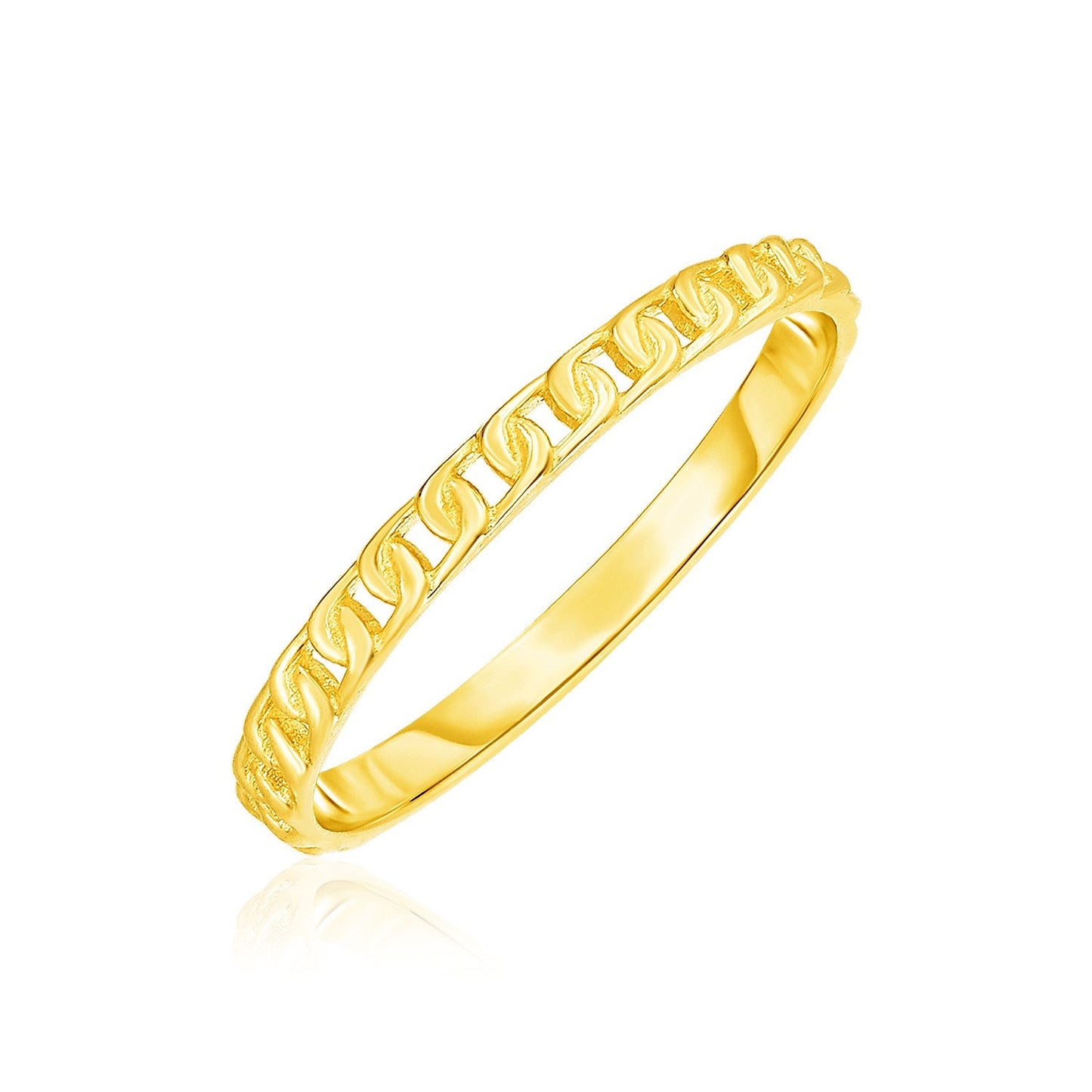Anillo de oro amarillo de 14k con textura de cuentas