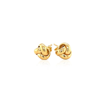 Aretes con nudo de amor de oro amarillo de 10k