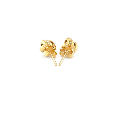 Aretes con nudo de amor de oro amarillo de 10k