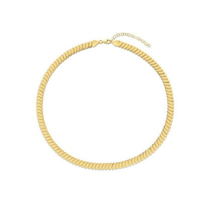 Cadena de eslabones acanalados de oro amarillo de 14k