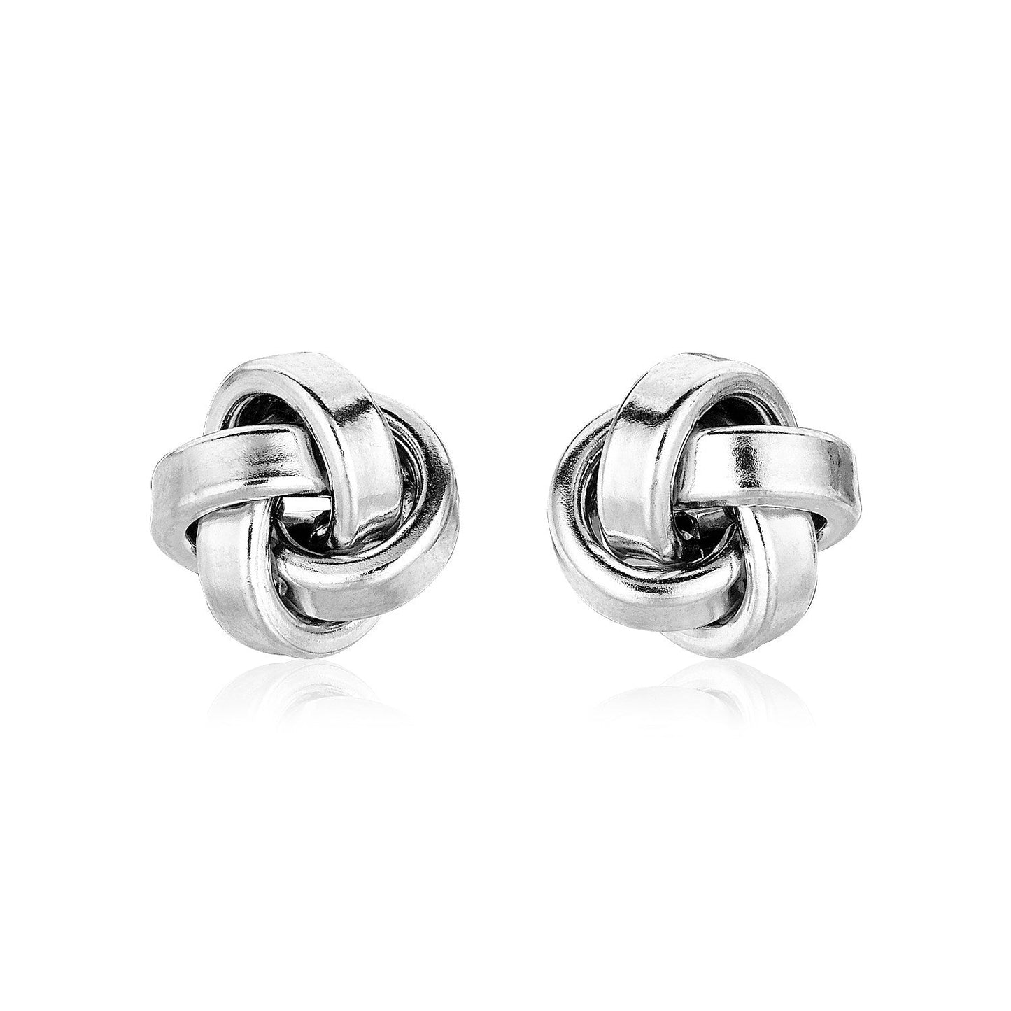 Pendientes de nudo de amor pulidos de plata de ley