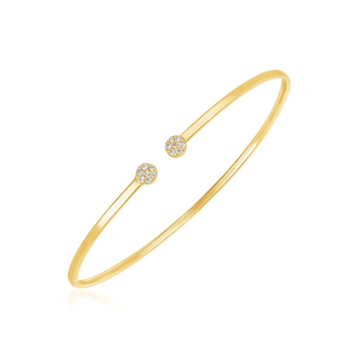 Brazalete de oro amarillo de 14k de alto pulido con racimo de diamantes (2mm)