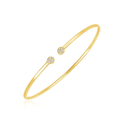 Brazalete de oro amarillo de 14k de alto pulido con racimo de diamantes (2mm)
