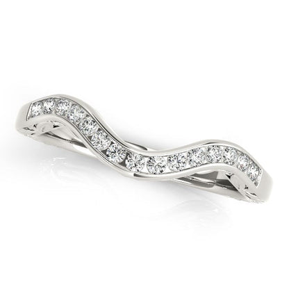 Anillo de boda curvo de oro blanco de 14k con diamantes (1/10 cttw)