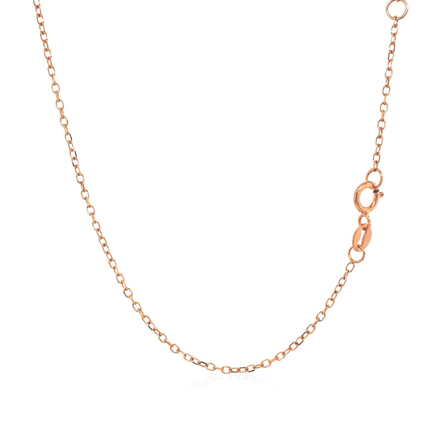 Cadena de oro rosa de 14k y 17 pulgadas con topacio blanco redondo