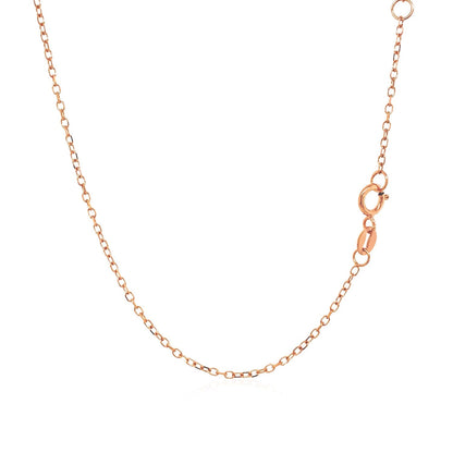 Cadena de oro rosa de 14k y 17 pulgadas con topacio blanco redondo