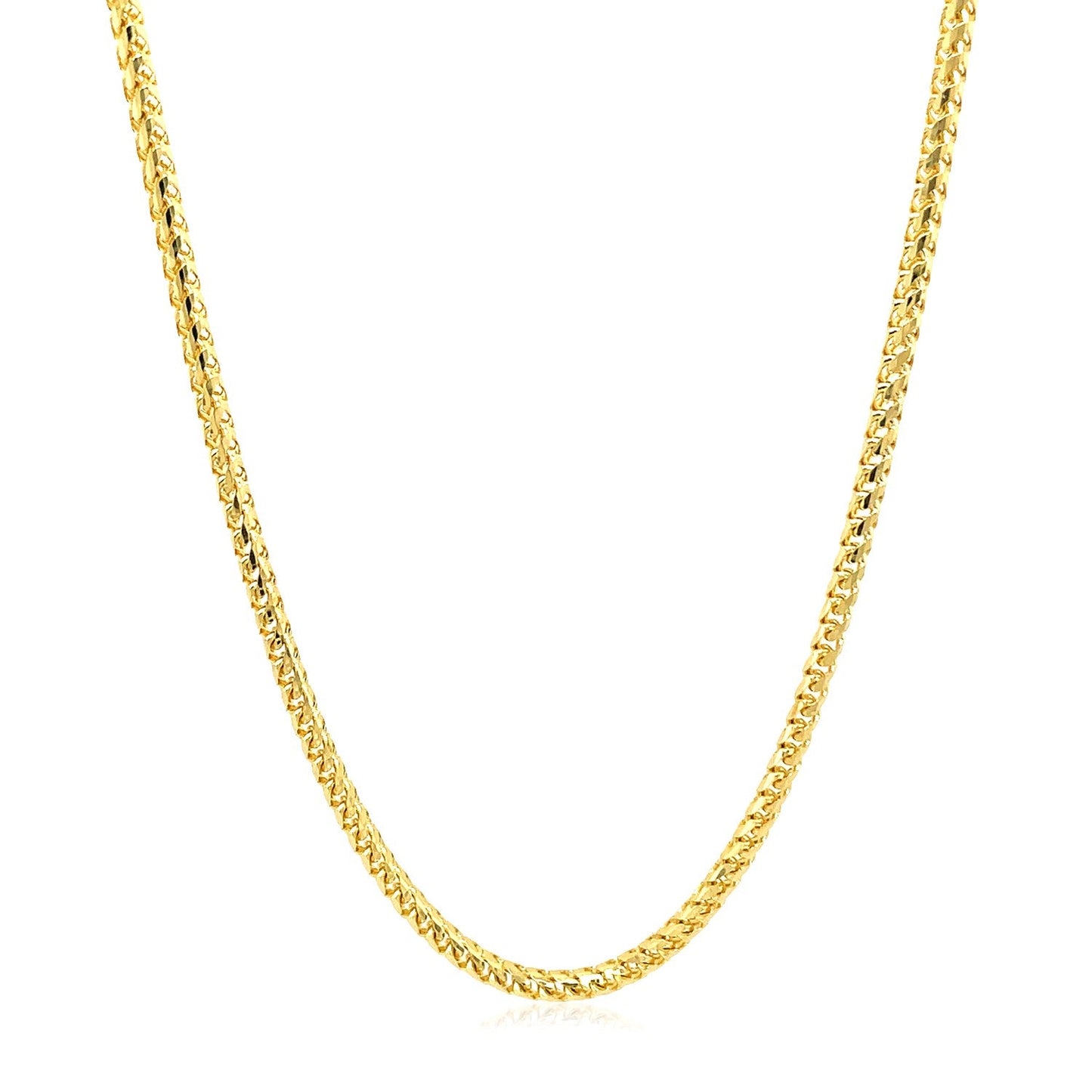 Cadena Franco redonda de 2.2mm de oro macizo amarillo de 14k con corte de diamante