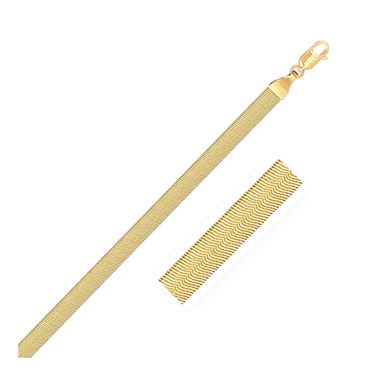 Pulsera cola de pez de oro amarillo de 14k súper flexible de 4,0 mm