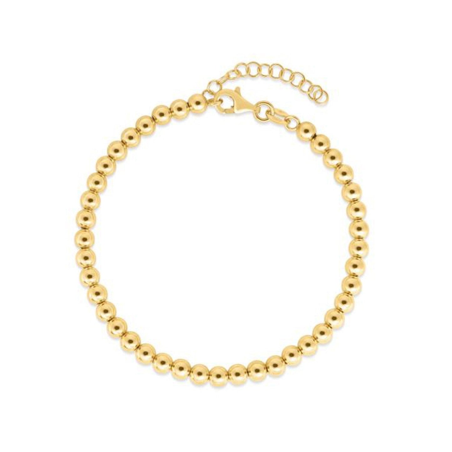 Cadena de cuentas de oro amarillo de 14k (4 mm)