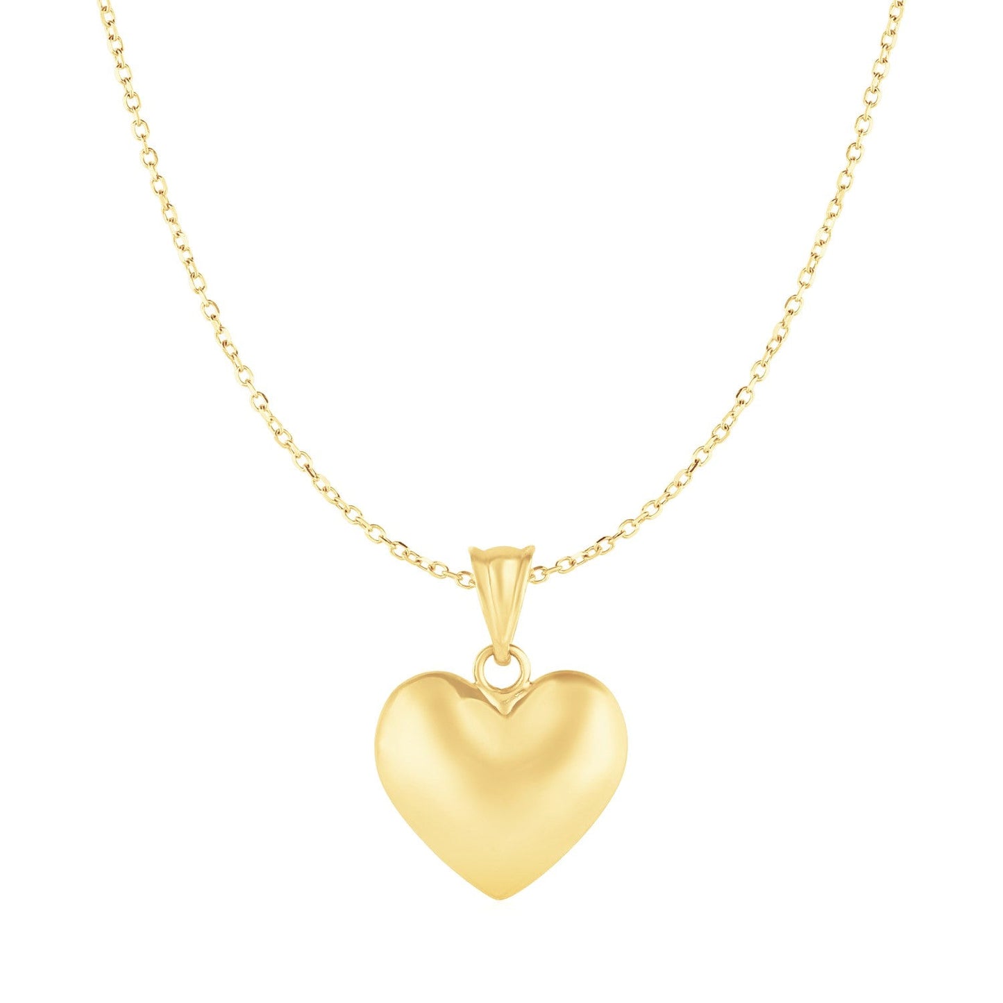 Colgante de corazón hinchado en oro amarillo de 10k