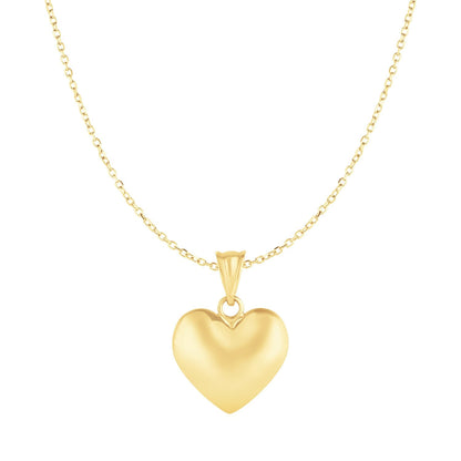 Colgante de corazón hinchado en oro amarillo de 10k