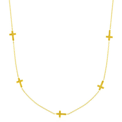 Gargantilla de oro amarillo de 14k con eslabones de cruz