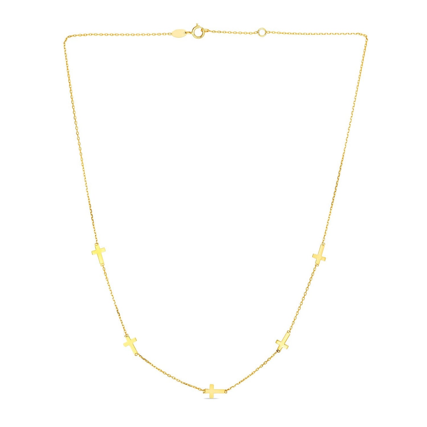 Gargantilla de oro amarillo de 14k con eslabones de cruz
