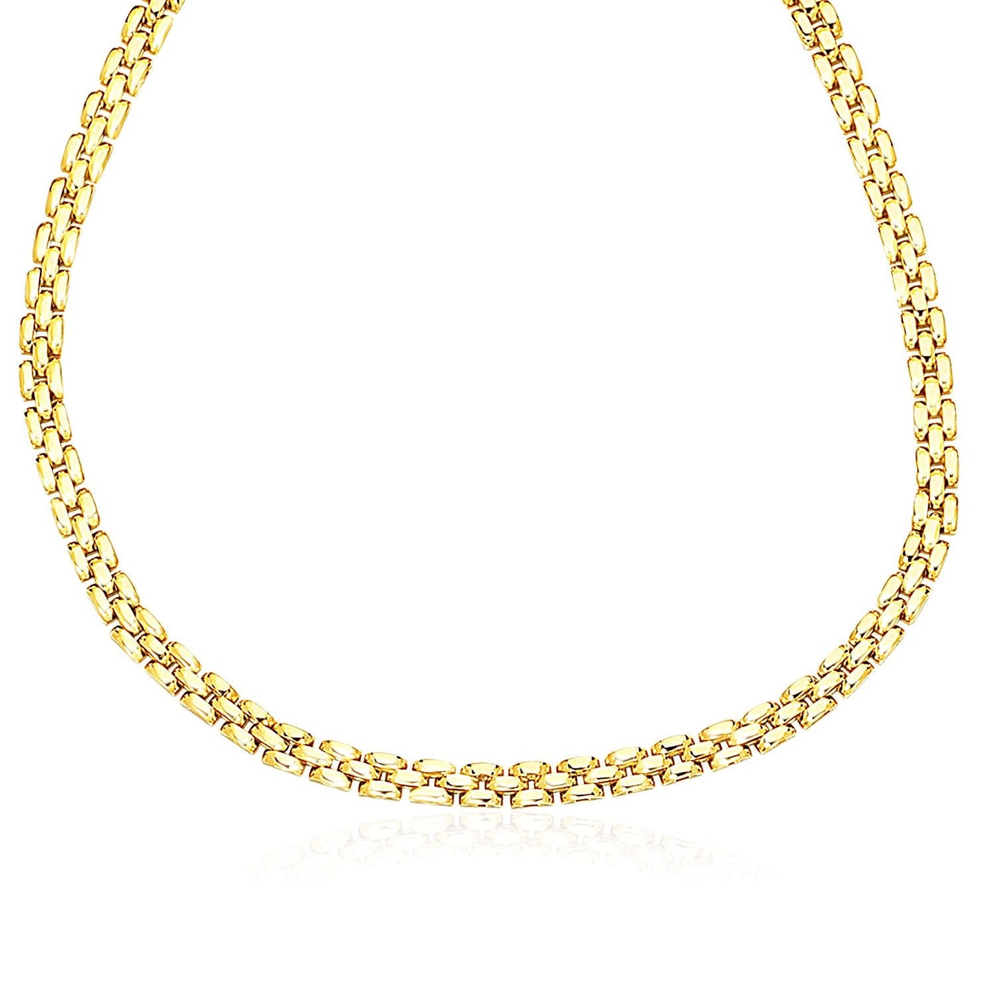 Cadena de eslabones de pantera brillante de oro amarillo de 14k