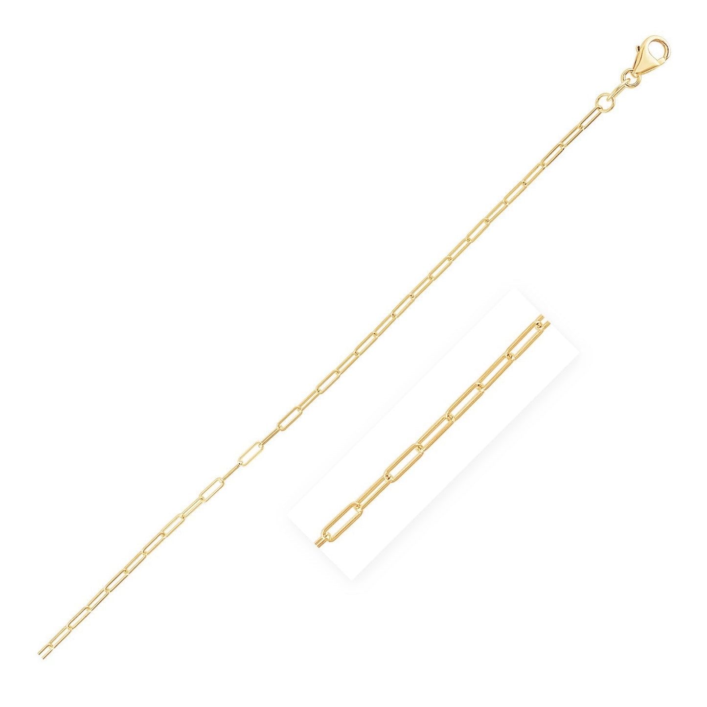 Tobillera fina de oro amarillo de 14K con diseño de clip (1.5mm)