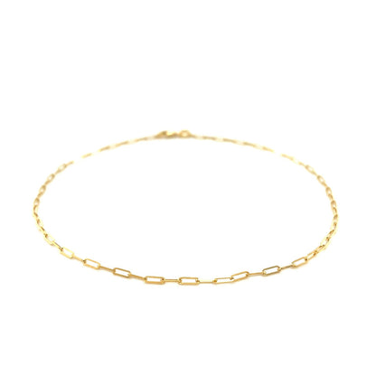 Tobillera fina de oro amarillo de 14K con diseño de clip (1.5mm)