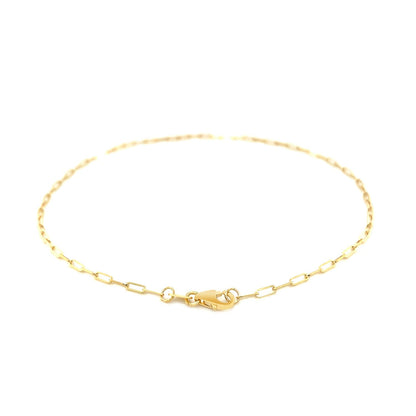 Tobillera fina de oro amarillo de 14K con diseño de clip (1.5mm)