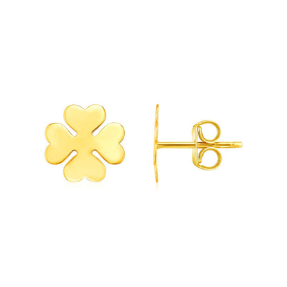 Pendientes de trébol de cuatro hojas de oro amarillo de 14 quilates