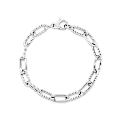Pulsera de cadena de eslabones anchos de plata de ley