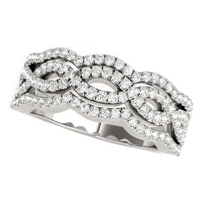Anillo de oro blanco de 14k con cuatro curvas y diamantes (5/8 cttw)