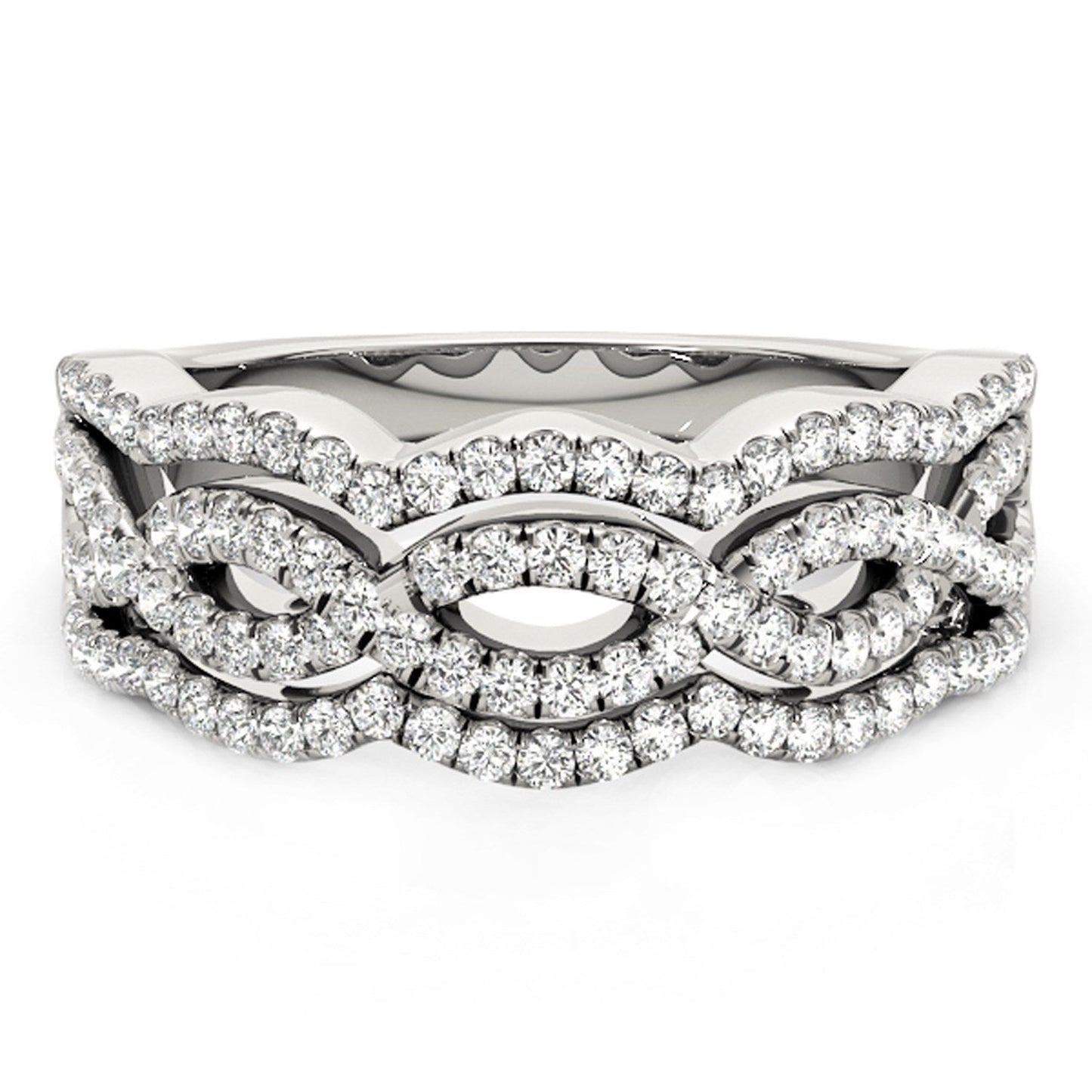 Anillo de oro blanco de 14k con cuatro curvas y diamantes (5/8 cttw)
