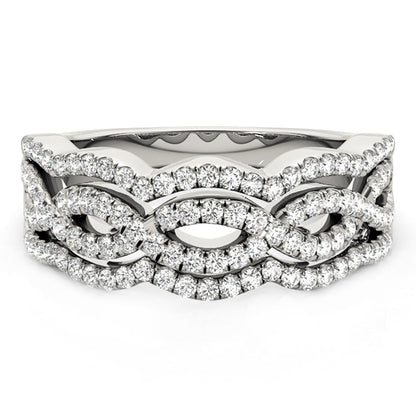 Anillo de oro blanco de 14k con cuatro curvas y diamantes (5/8 cttw)