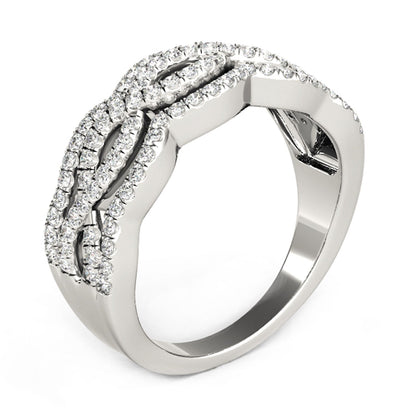 Anillo de oro blanco de 14k con cuatro curvas y diamantes (5/8 cttw)