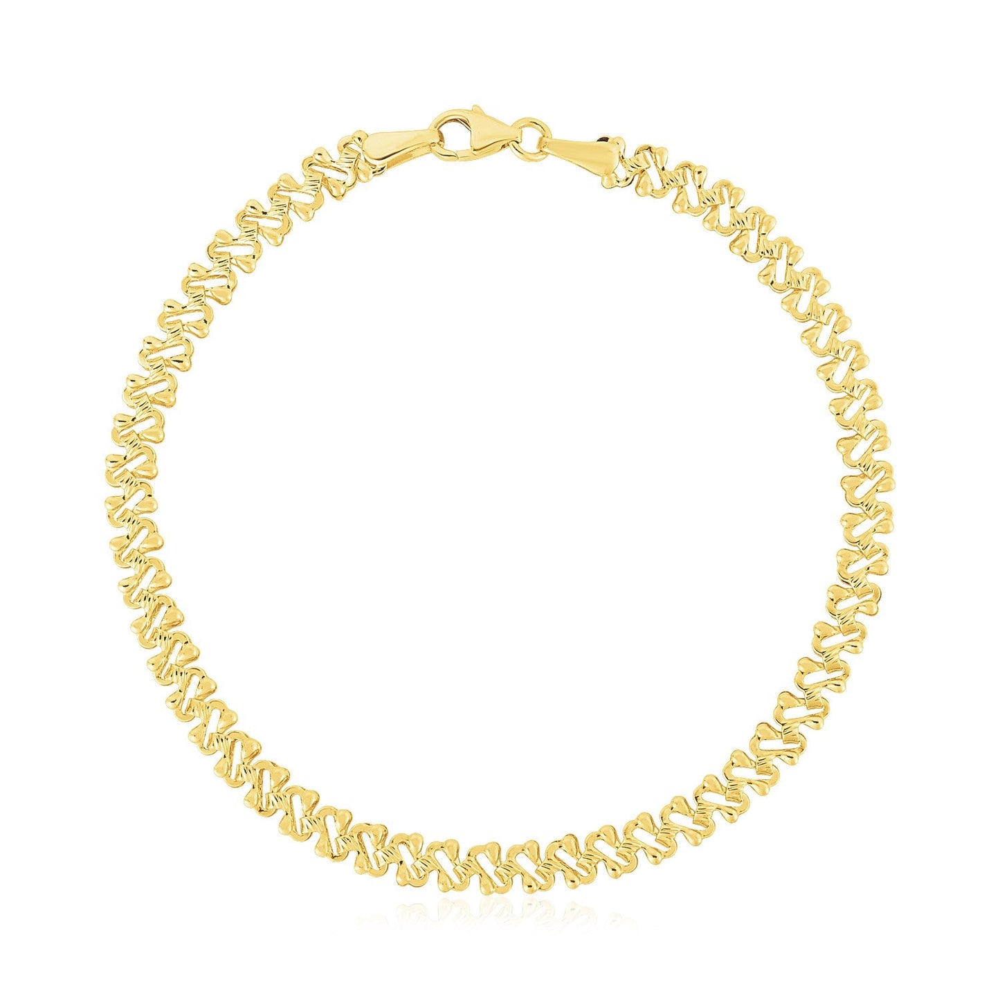 Pulsera de cadena elegante con textura y alto pulido en oro amarillo de 14k (4mm)