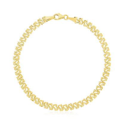 Pulsera de cadena elegante con textura y alto pulido en oro amarillo de 14k (4mm)