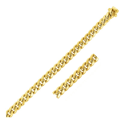 Pulsera semirrígida cubana Miami de oro amarillo de 14k y 7,5 mm